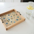 Pressed Blue Flower Resin Tray | Handmade Wood & Resin Floral Tray