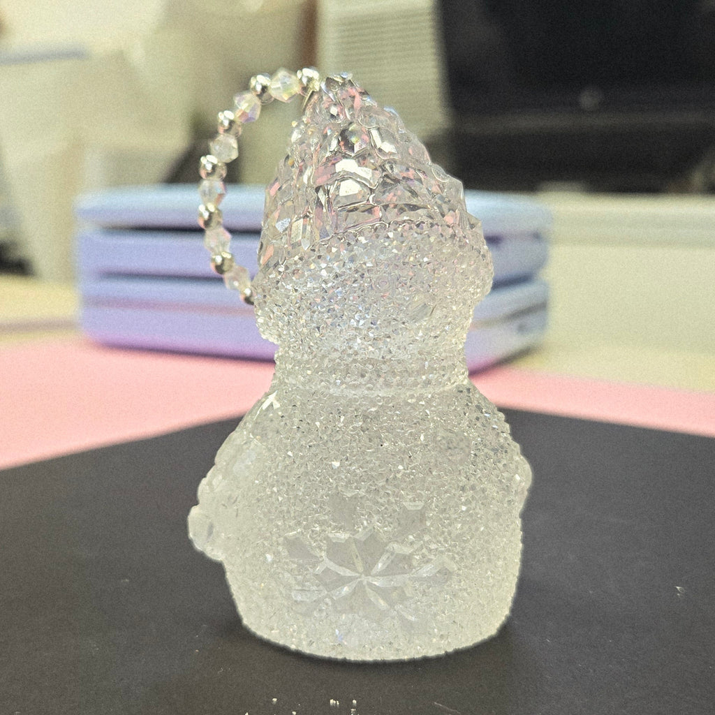 Diamond Cut Snowman | Handmade Resin Christmas Snowman Décor | Sparkling Holiday Decoration